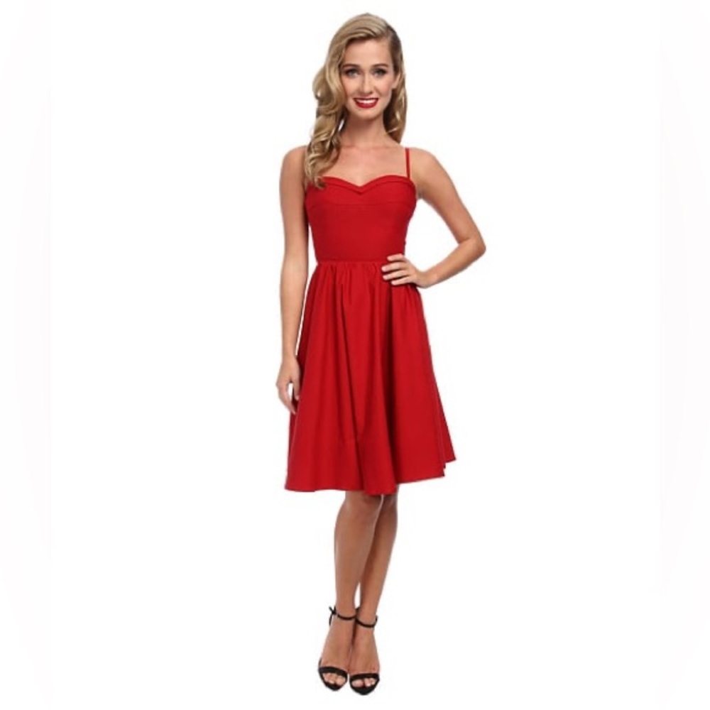 Stop Staring! Summertime in Red Rockabilly Retro Fit & Flare Pin-up Dress Small